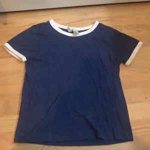 A navy blue, tee shirt